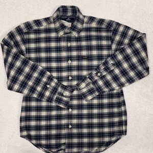 NWT Ralph Lauren sport navy blue plaid cotton button down boys size small